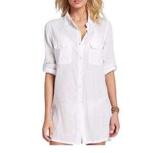 Lauren Ralph Lauren semi Sheer camp shirt or beach cover up white size 1x